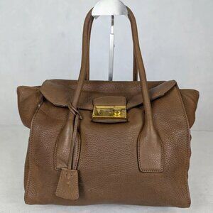 Authentic PRADA Vitello Dino Top Handle Tote Bag Made in Italy